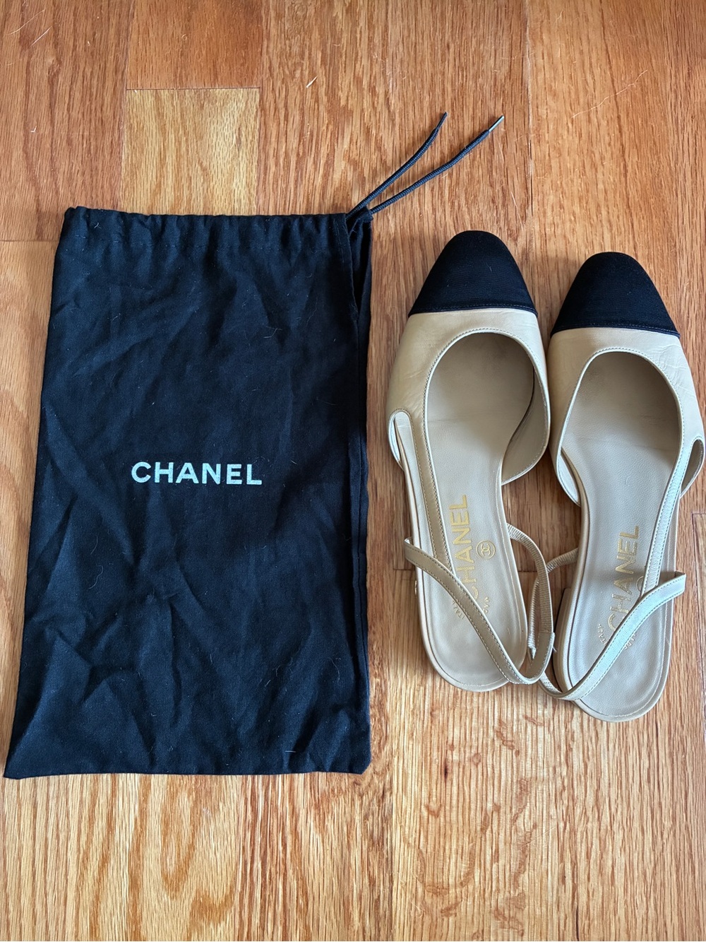 Chanel goatskin and grosgrain slingbacks 37